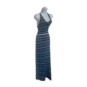Apple Bottom Elegant Blue and White Halter Maxi Dress Great Condition.